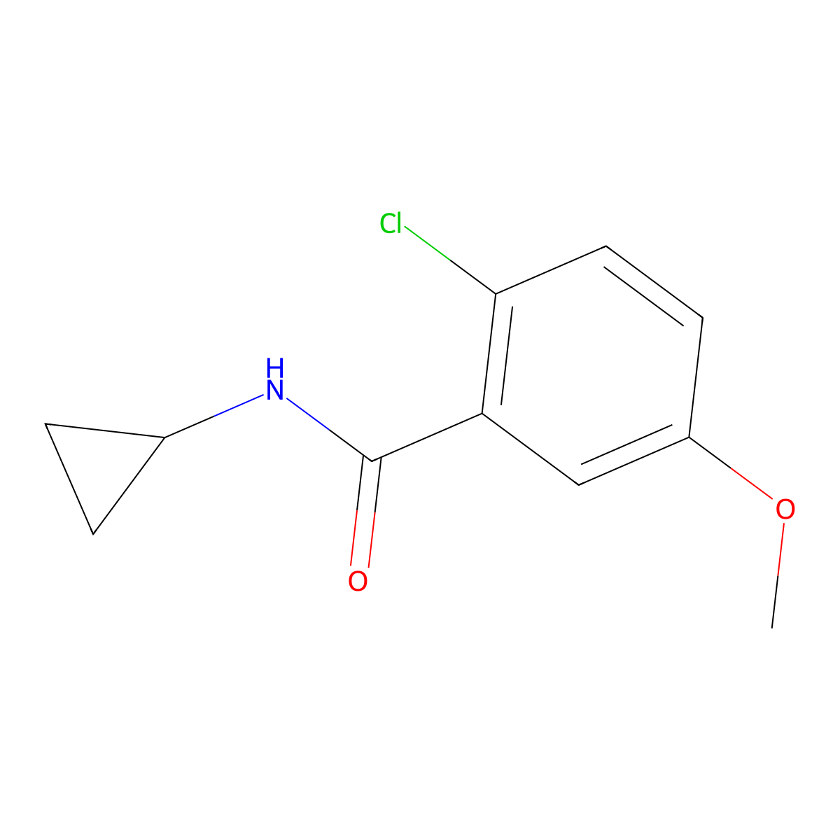 2-Chloro-N-cyclopropyl-5-methoxybenzamide molecular structure, CAS 2807470-22-8