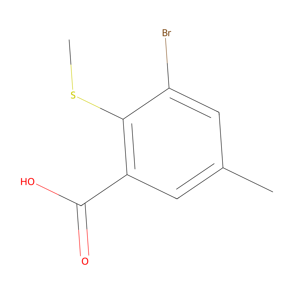 3-Bromo-5-methyl-2-(methylthio)benzoic acid molecular structure, CAS 2807470-32-0