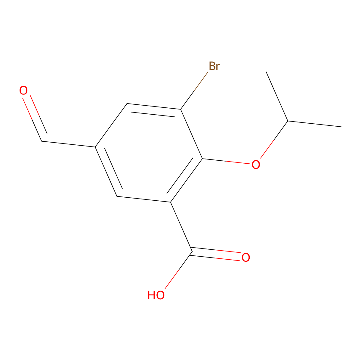 3-Bromo-5-formyl-2-isopropoxybenzoic acid molecular structure, CAS 2807470-34-2