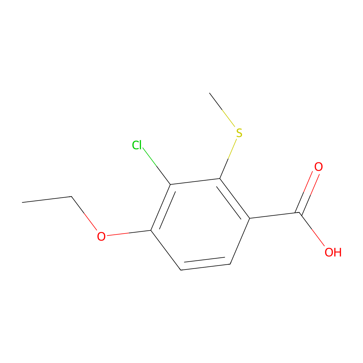 3-Chloro-4-ethoxy-2-(methylthio)benzoic acid molecular structure, CAS 2807470-37-5