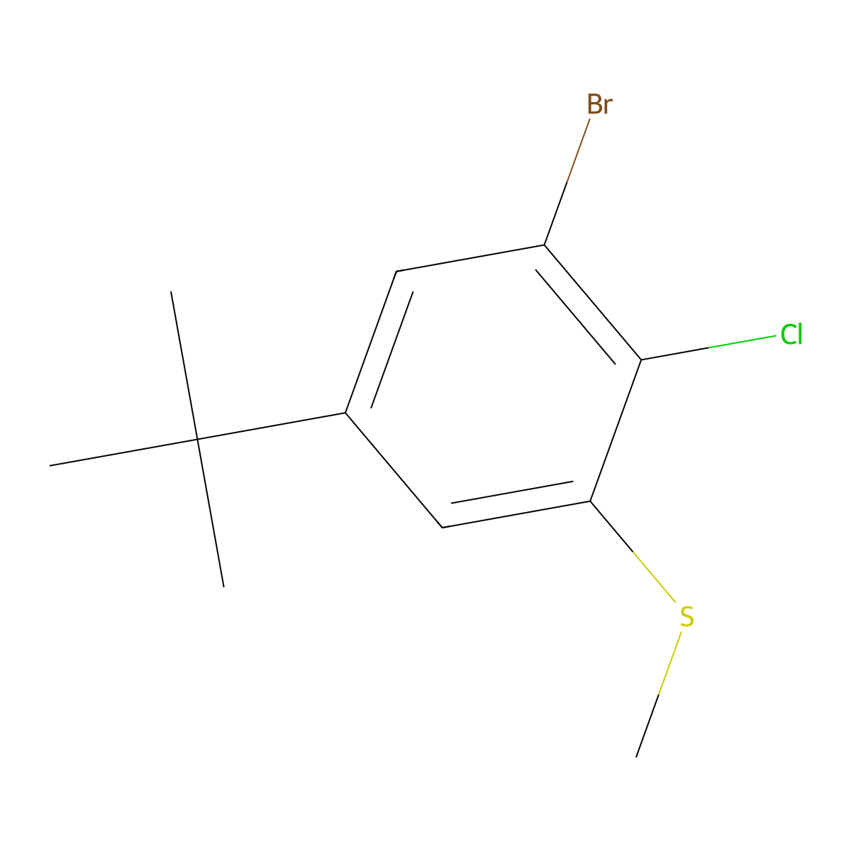 (3-Bromo-5-(tert-butyl)-2-chlorophenyl)(methyl)sulfane molecular structure, CAS 2807470-41-1
