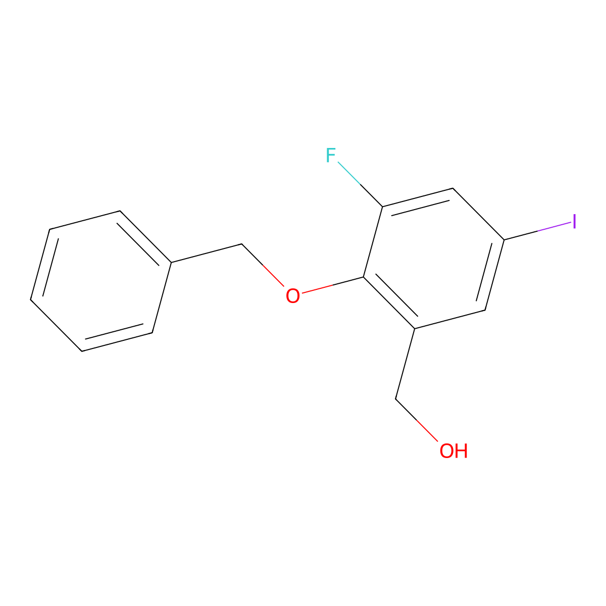 (2-(Benzyloxy)-3-fluoro-5-iodophenyl)methanol molecular structure, CAS 2807470-42-2