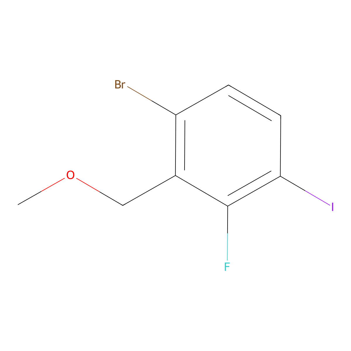 1-Bromo-3-fluoro-4-iodo-2-(methoxymethyl)benzene molecular structure, CAS 2807470-95-5