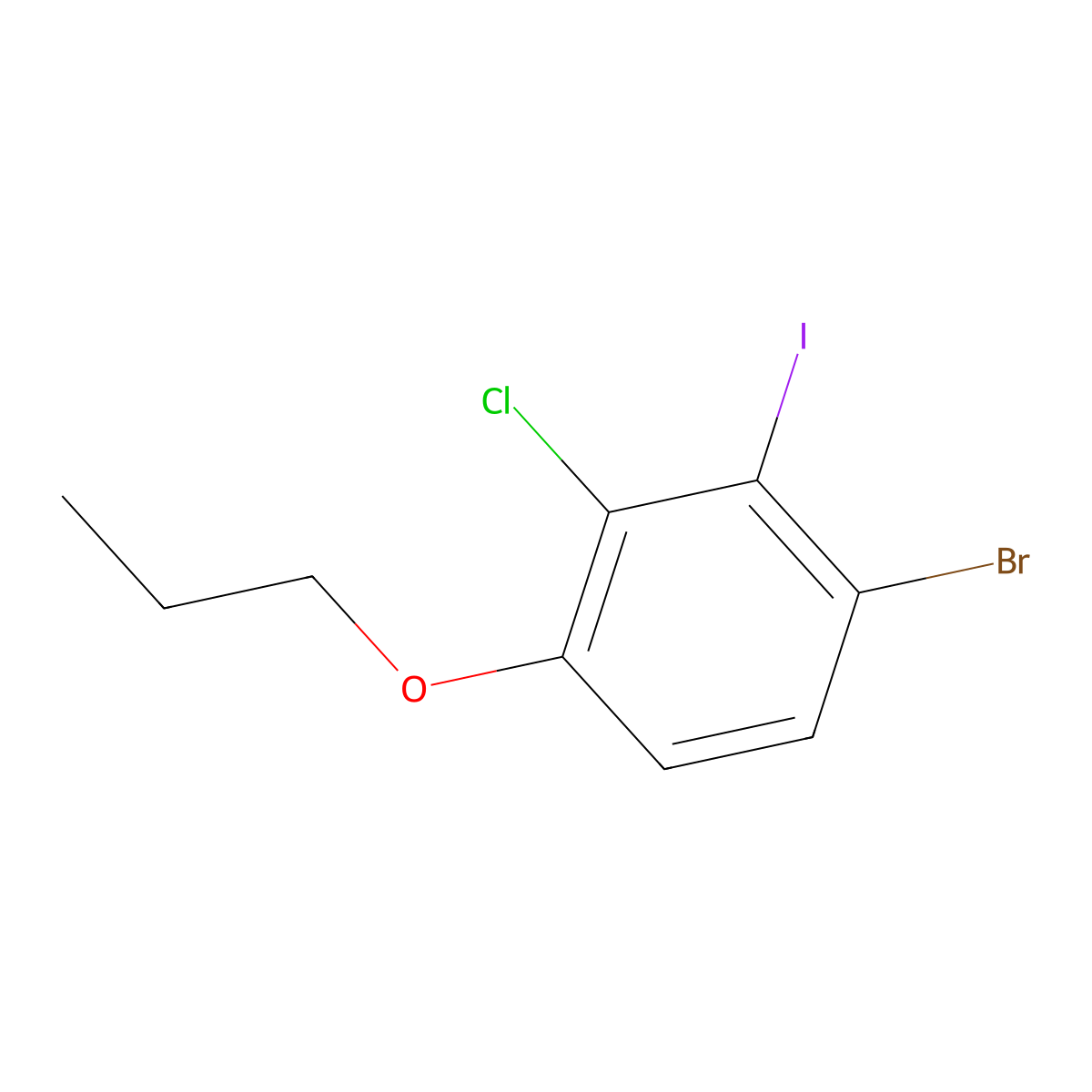 1-Bromo-3-chloro-2-iodo-4-propoxybenzene molecular structure, CAS 2807470-97-7