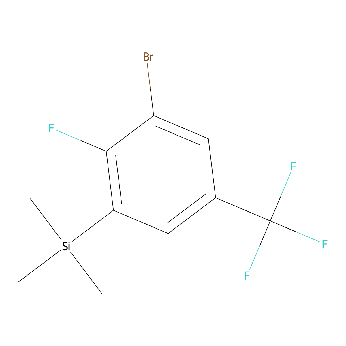 (3-Bromo-2-fluoro-5-(trifluoromethyl)phenyl)trimethylsilane molecular structure, CAS 2807471-02-7