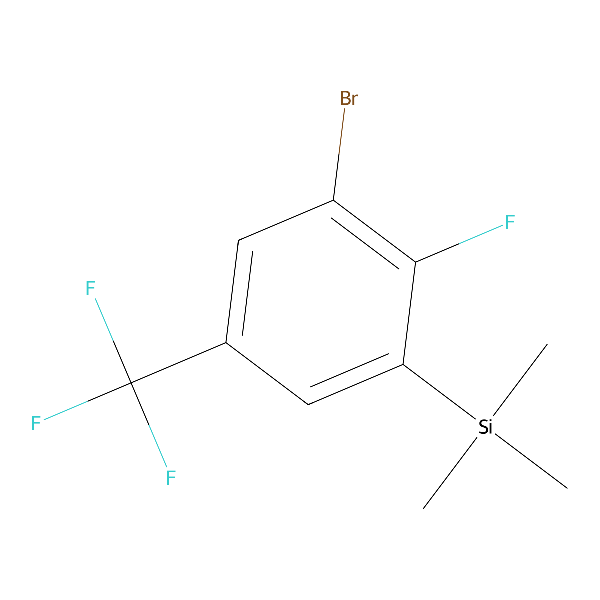 (3-Bromo-2-fluoro-5-(trifluoromethyl)phenyl)trimethylsilane molecular structure, CAS 2807471-02-7