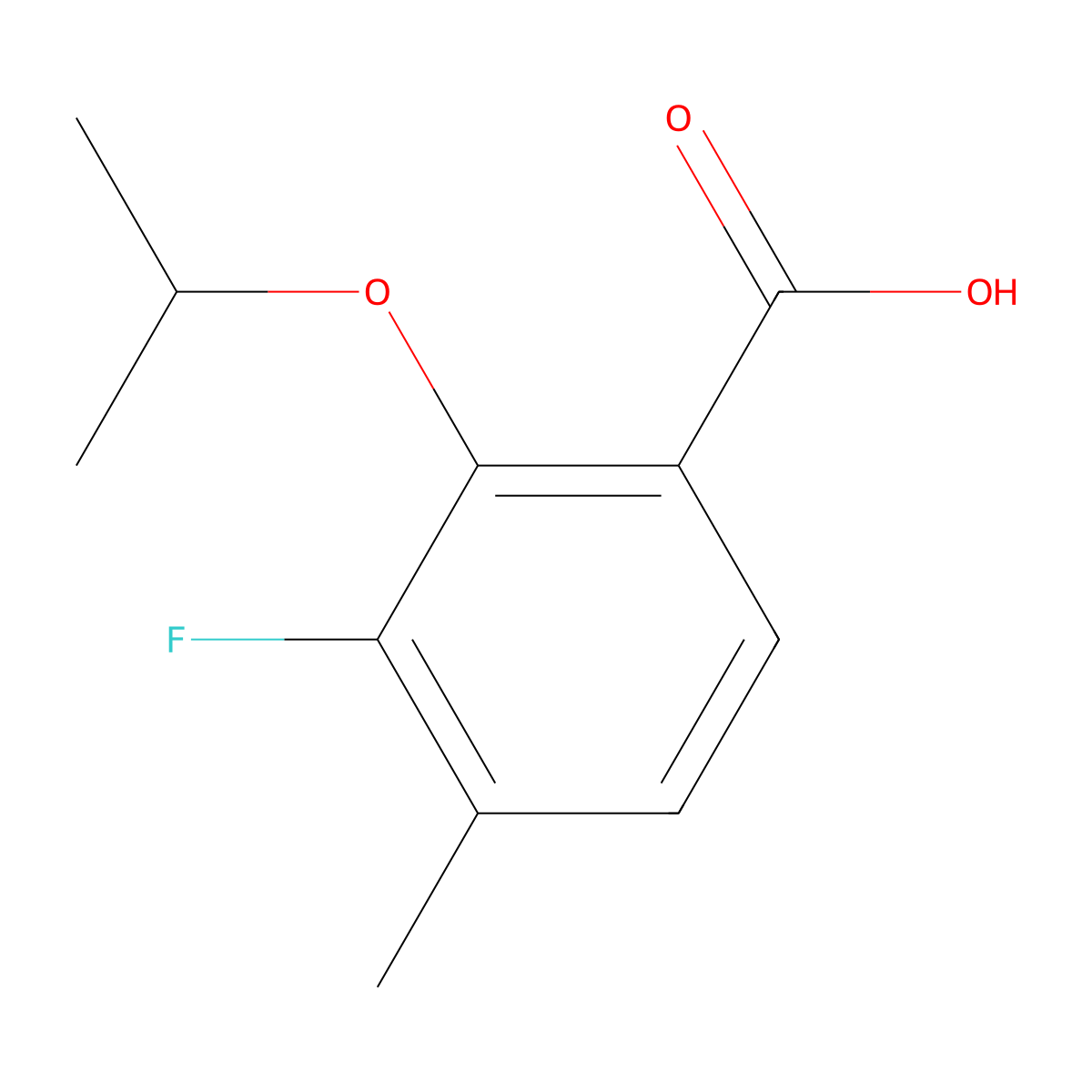 3-Fluoro-2-isopropoxy-4-methylbenzoic acid molecular structure, CAS 2807471-10-7