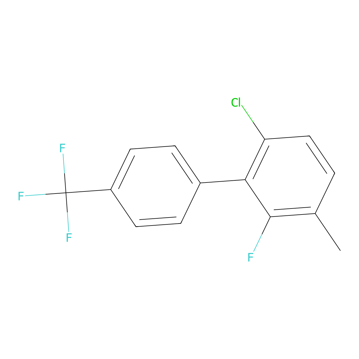 6-Chloro-2-fluoro-3-methyl-4'-(trifluoromethyl)-1,1'-biphenyl molecular structure, CAS 2807471-13-0