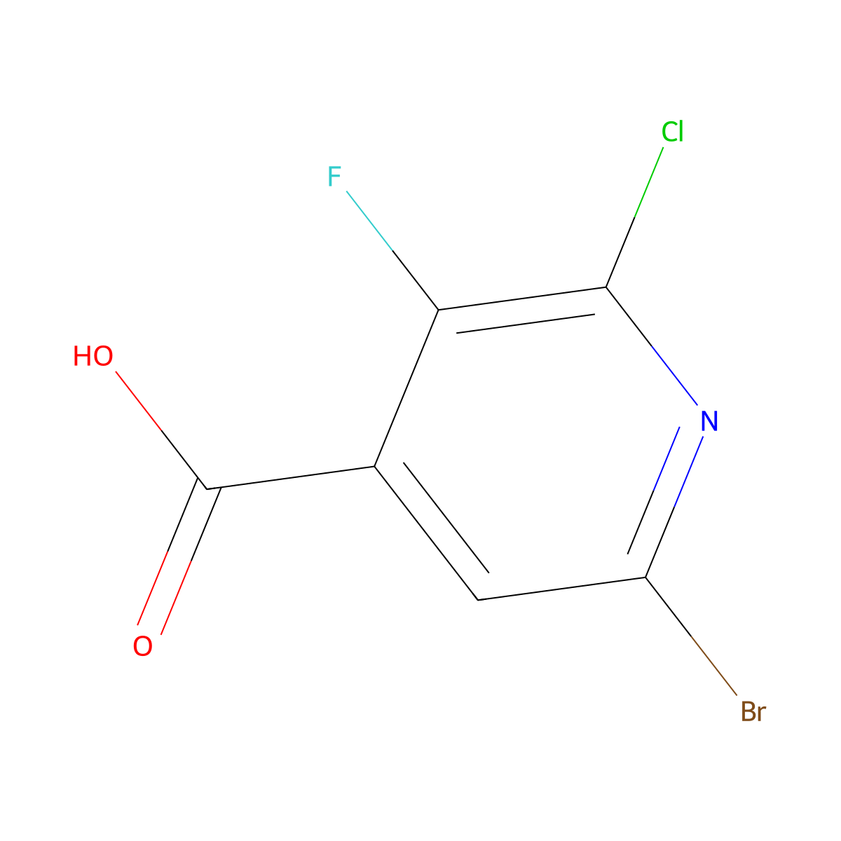 6-Bromo-2-chloro-3-fluoroisonicotinic acid molecular structure, CAS 2807471-16-3