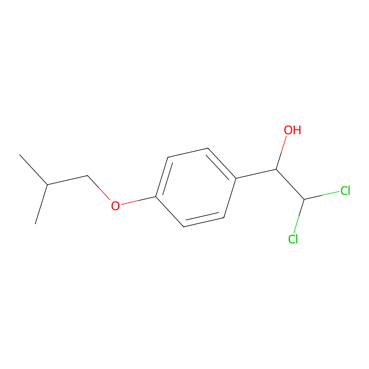 2,2-Dichloro-1-(4-isobutoxyphenyl)ethanol molecular structure, CAS 2807471-21-0