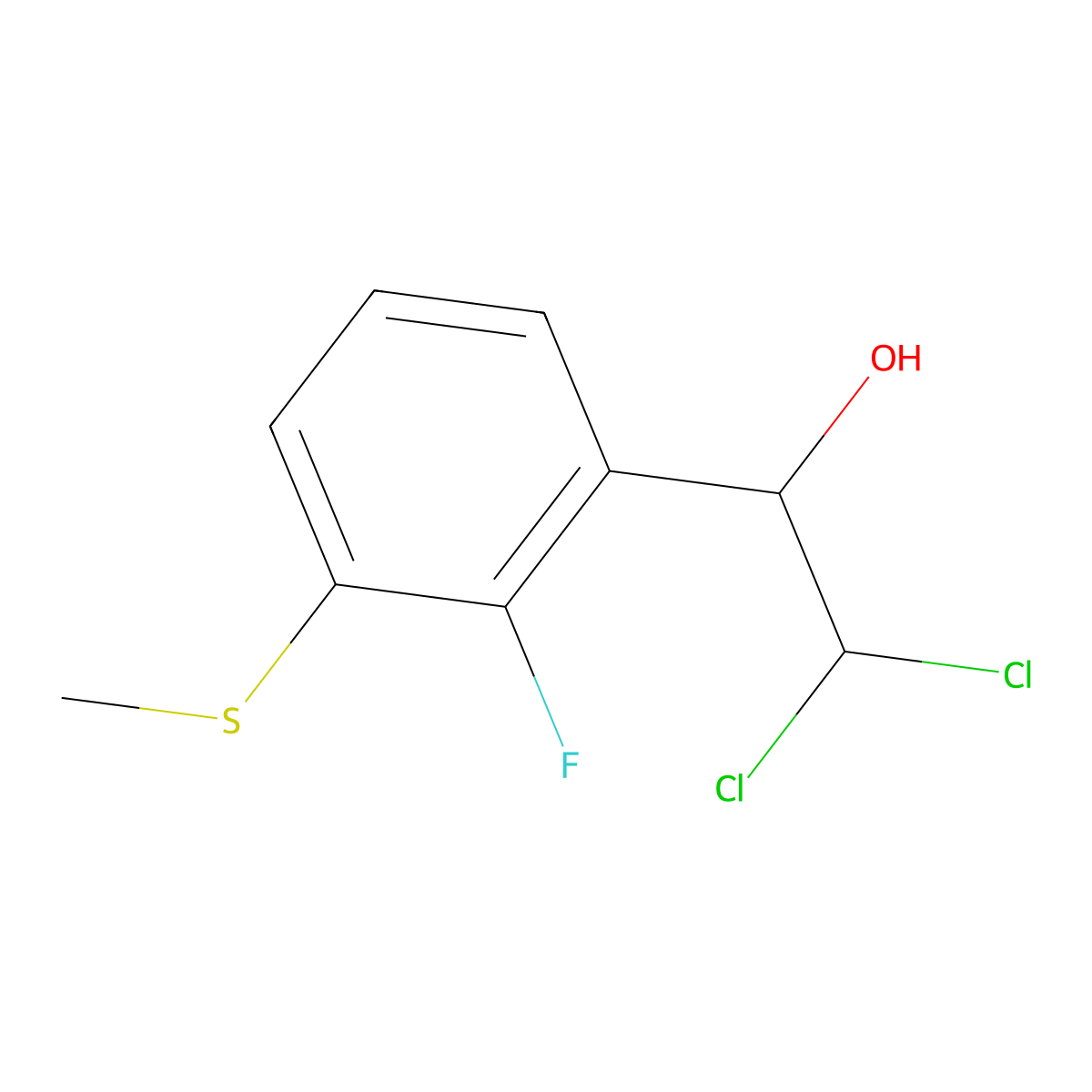 2,2-Dichloro-1-(2-fluoro-3-(methylthio)phenyl)ethanol molecular structure, CAS 2807471-26-5