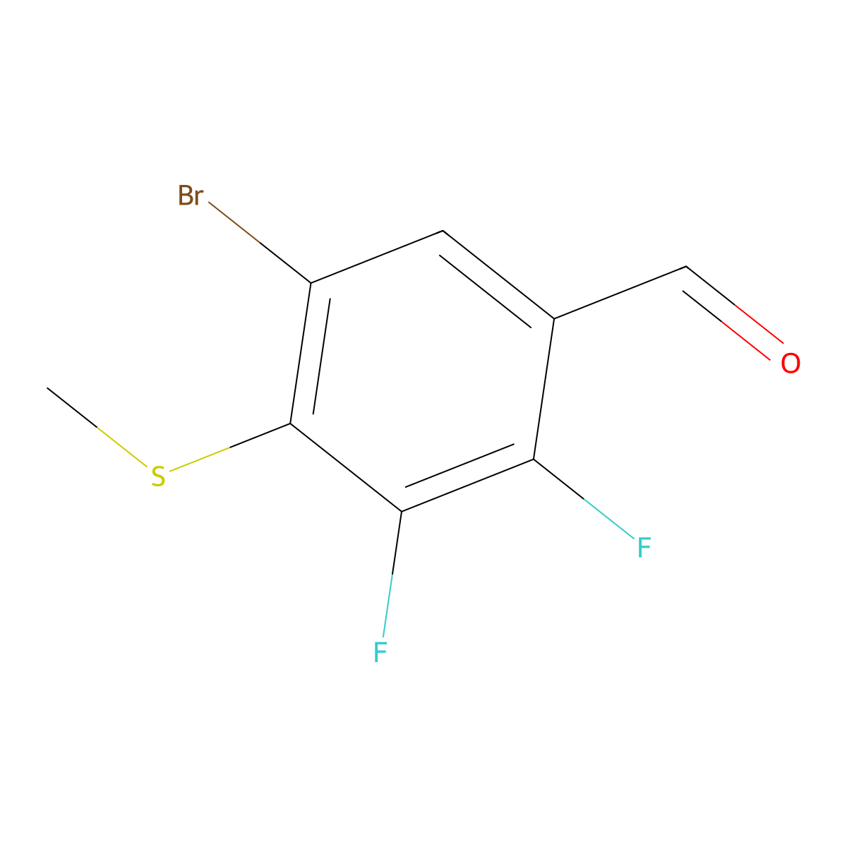 5-Bromo-2,3-difluoro-4-(methylthio)benzaldehyde molecular structure, CAS 2807471-28-7