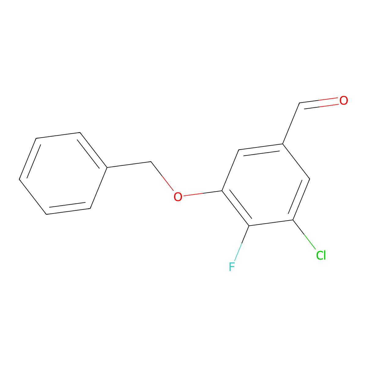 3-(Benzyloxy)-5-chloro-4-fluorobenzaldehyde molecular structure, CAS 2807471-30-1