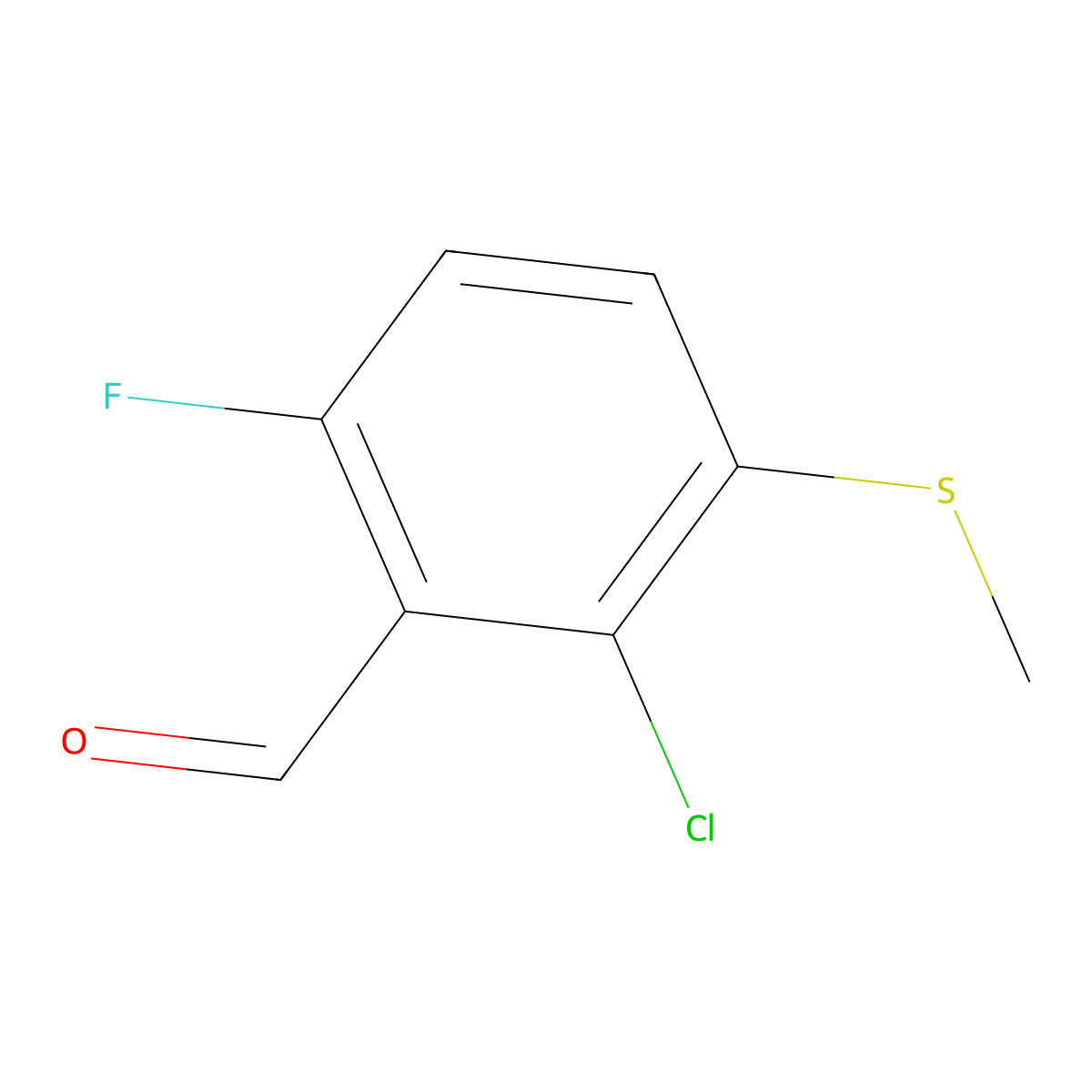 2-Chloro-6-fluoro-3-(methylthio)benzaldehyde molecular structure, CAS 2807471-52-7