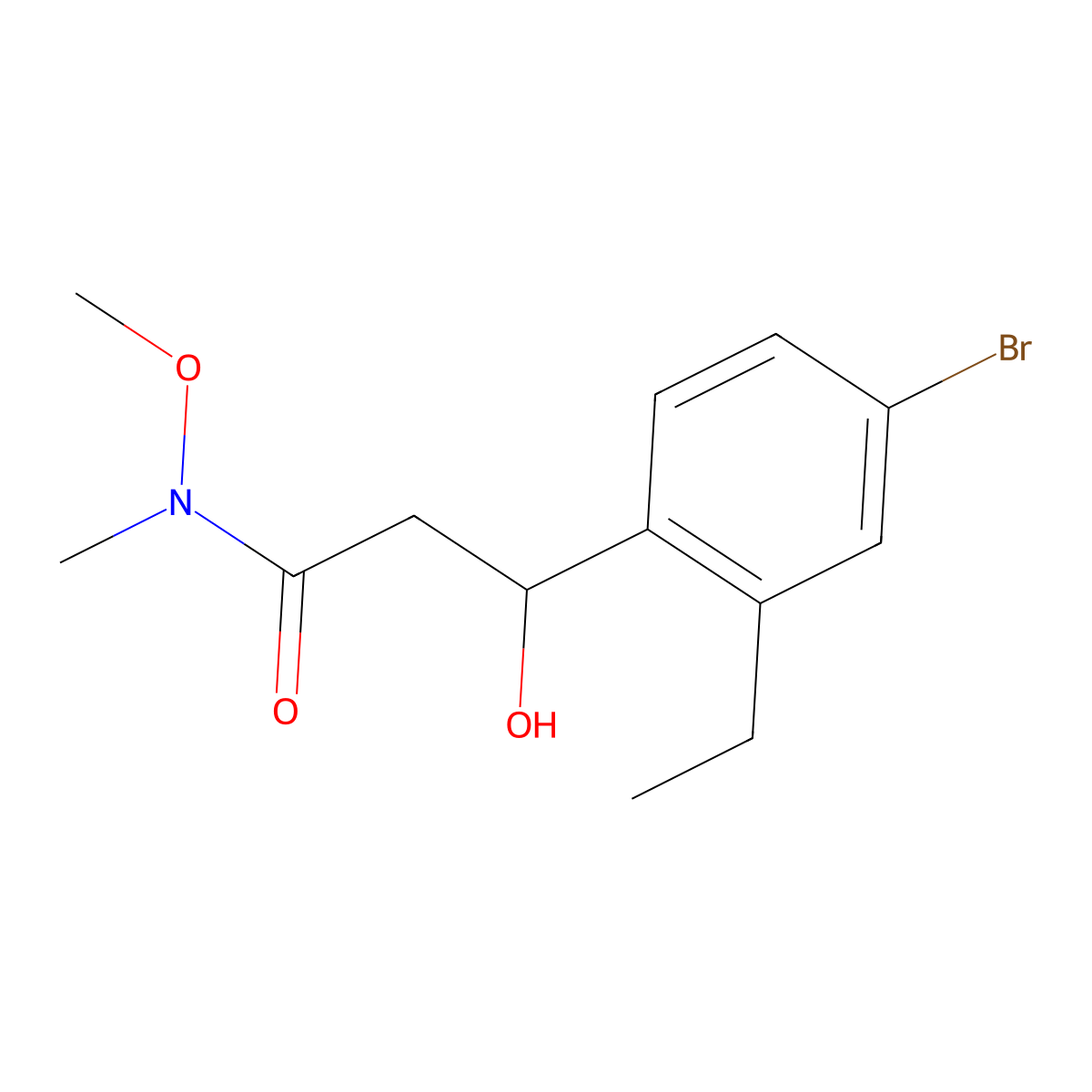 3-(4-Bromo-2-ethylphenyl)-3-hydroxy-N-methoxy-N-methylpropanamide molecular structure, CAS 2807471-53-8