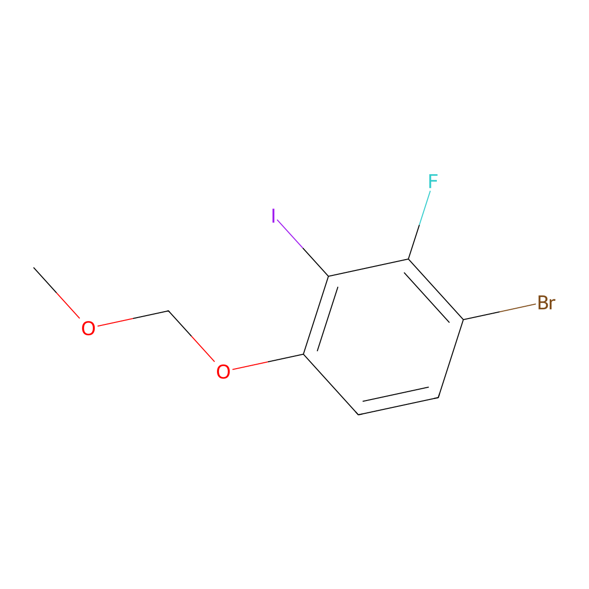 1-Bromo-2-fluoro-3-iodo-4-(methoxymethoxy)benzene molecular structure, CAS 2807471-94-7