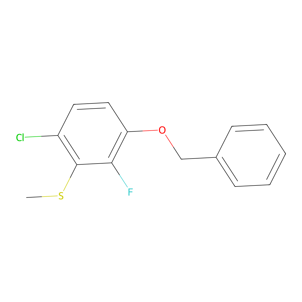 (3-(Benzyloxy)-6-chloro-2-fluorophenyl)(methyl)sulfane molecular structure, CAS 2807473-90-9