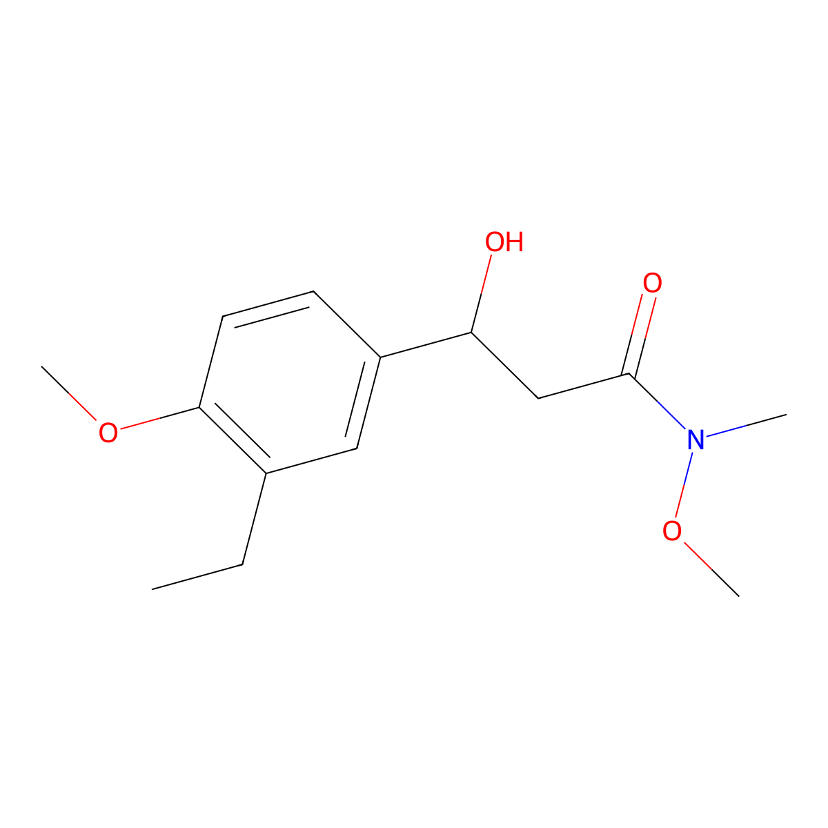 3-(3-Ethyl-4-methoxyphenyl)-3-hydroxy-N-methoxy-N-methylpropanamide molecular structure, CAS 2807473-92-1
