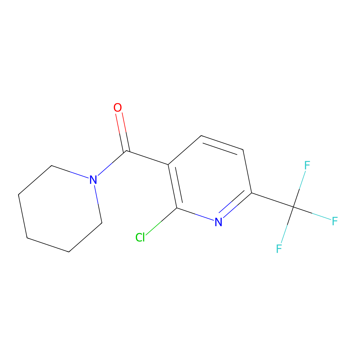 (2-Chloro-6-(trifluoromethyl)pyridin-3-yl)(piperidin-1-yl)methanone molecular structure, CAS 2807473-95-4