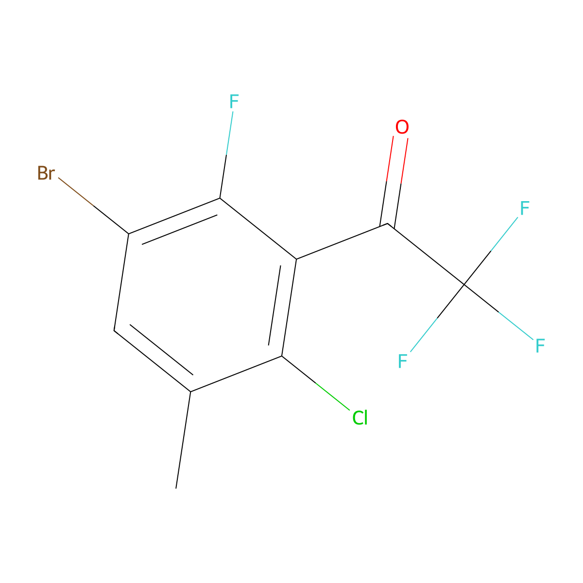 1-(3-Bromo-6-chloro-2-fluoro-5-methylphenyl)-2,2,2-trifluoroethanone molecular structure, CAS 2807474-07-1