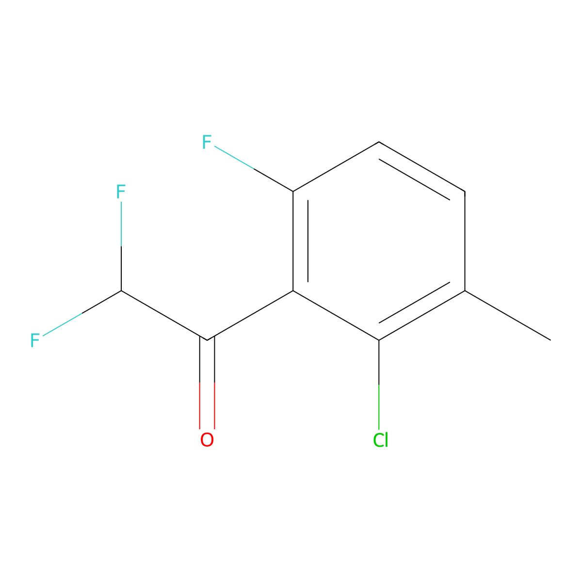 1-(2-Chloro-6-fluoro-3-methylphenyl)-2,2-difluoroethanone molecular structure, CAS 2807474-12-8