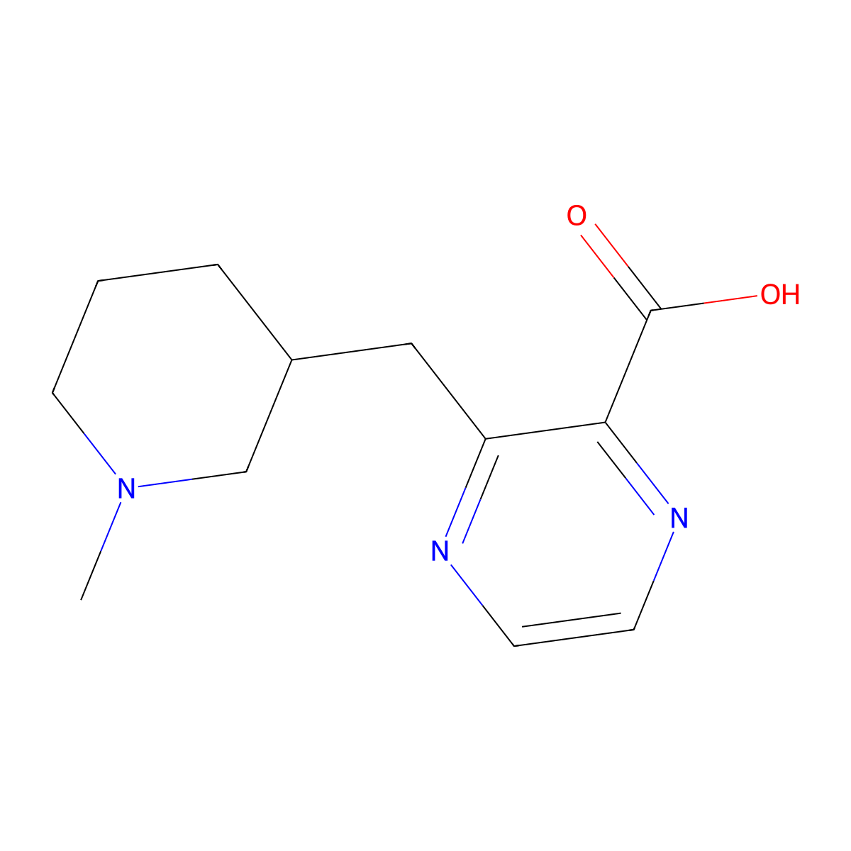 3-((1-Methylpiperidin-3-yl)methyl)pyrazine-2-carboxylic acid molecular structure, CAS 2807497-21-6