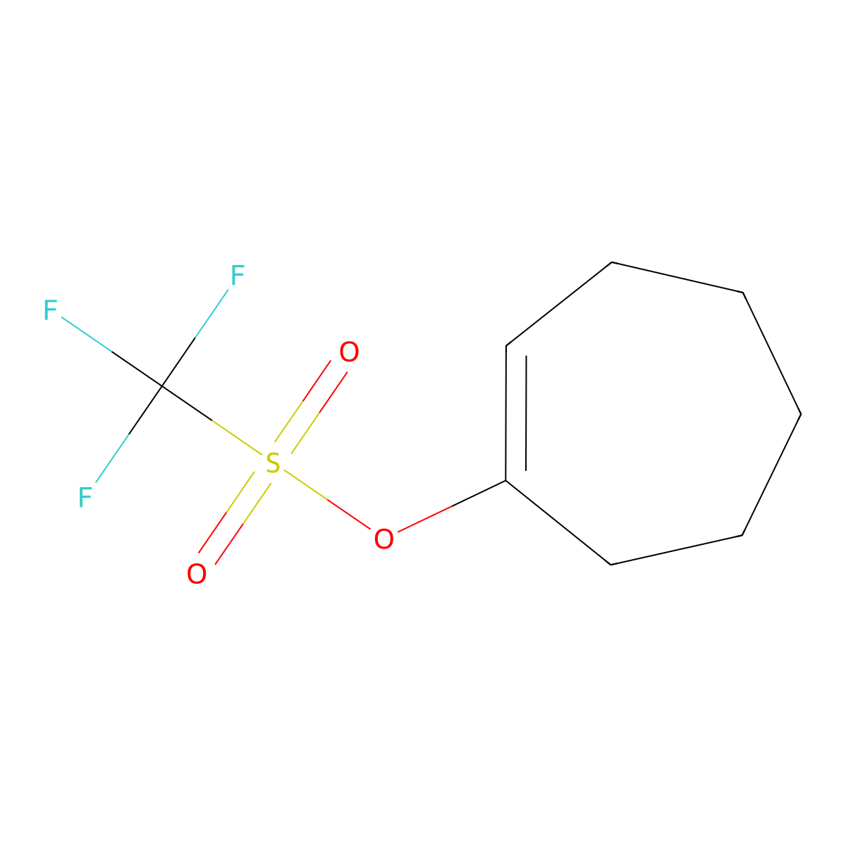 Cyclohept-1-en-1-yl trifluoromethanesulfonate molecular structure, CAS 28075-51-6