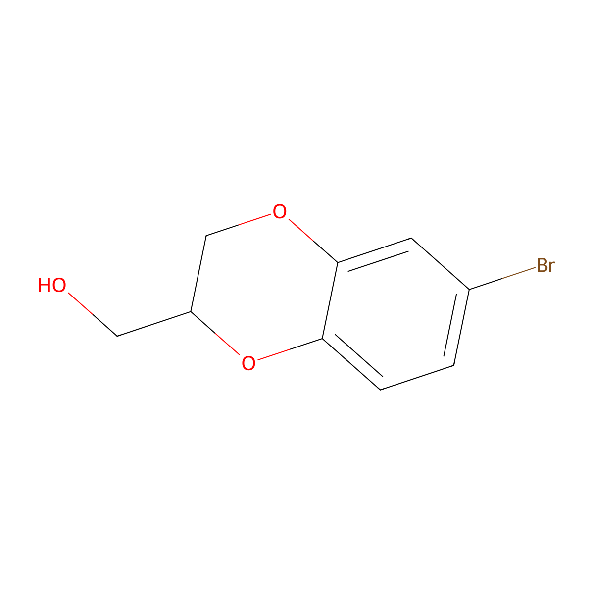 (6-Bromo-2,3-dihydro-1,4-benzodioxin-2-yl)methanol molecular structure, CAS 280752-78-5