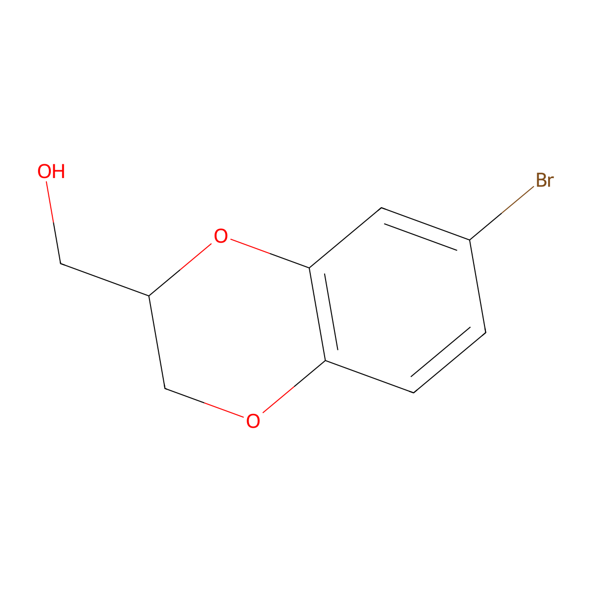 (7-Bromo-2,3-dihydrobenzo[b][1,4]dioxin-2-yl)methanol molecular structure, CAS 280752-79-6