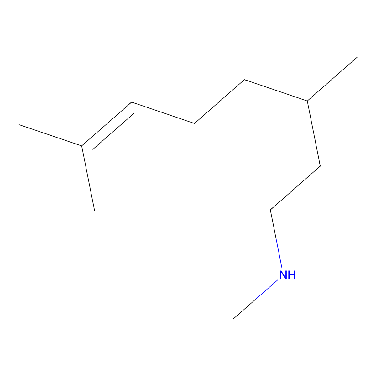(3,7-Dimethyloct-6-en-1-yl)(methyl)amine molecular structure, CAS 280755-56-8