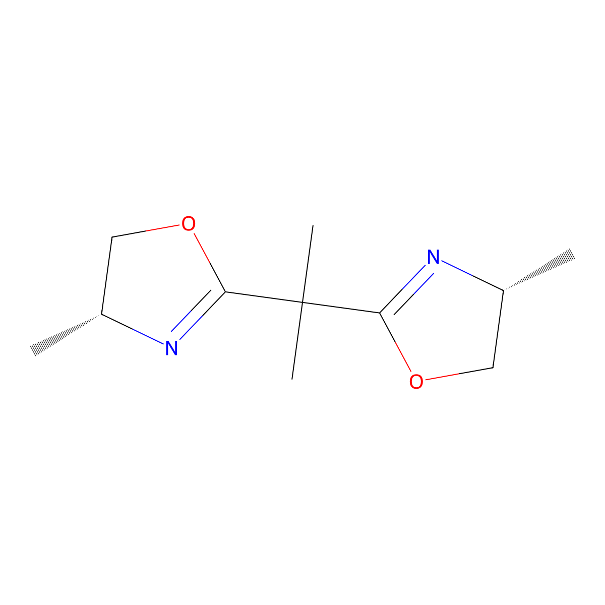(4R,4'R)-2,2'-(Propane-2,2-diyl)bis(4-methyl-4,5-dihydrooxazole) molecular structure, CAS 280755-86-4