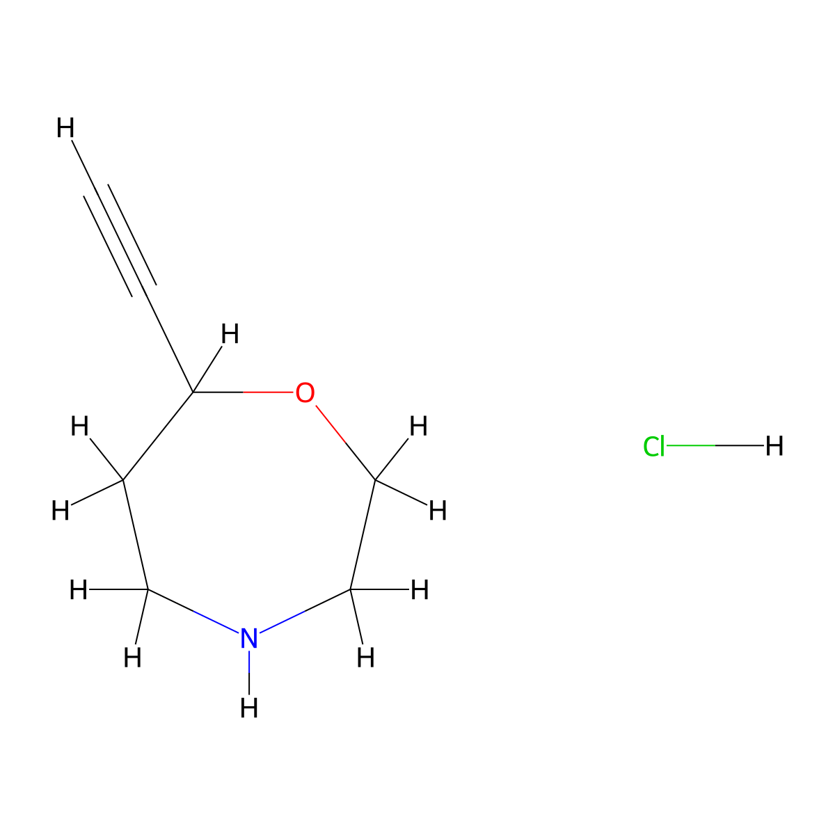 7-Ethynyl-1,4-oxazepane hydrochloride molecular structure, CAS 2807573-63-1