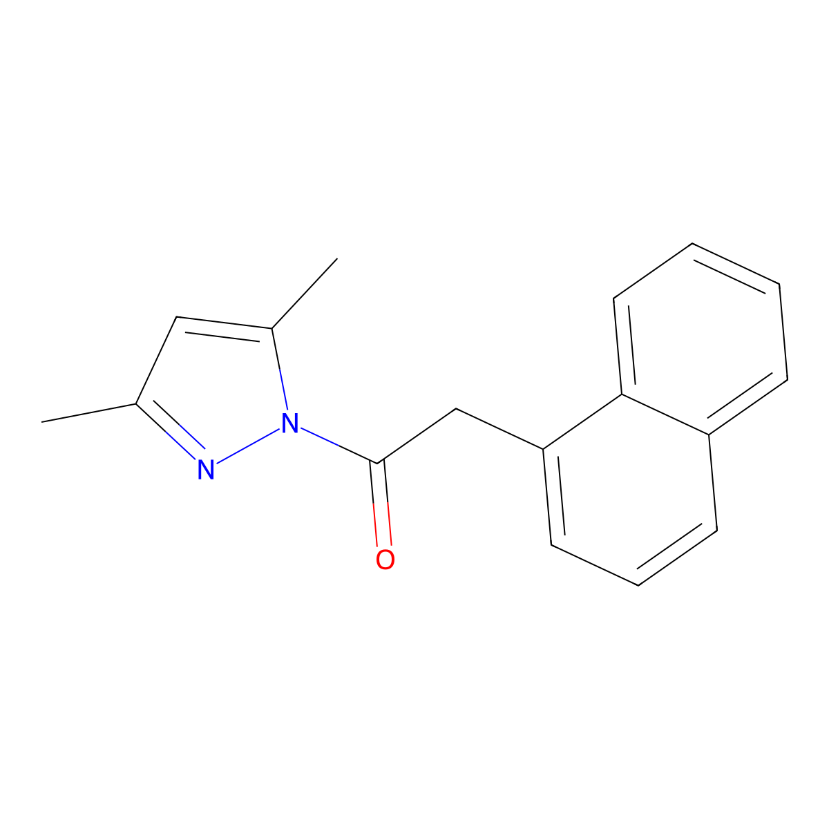 1-(3,5-Dimethyl-1H-pyrazol-1-yl)-2-(1-naphthalenyl)ethanone molecular structure, CAS 28077-35-2