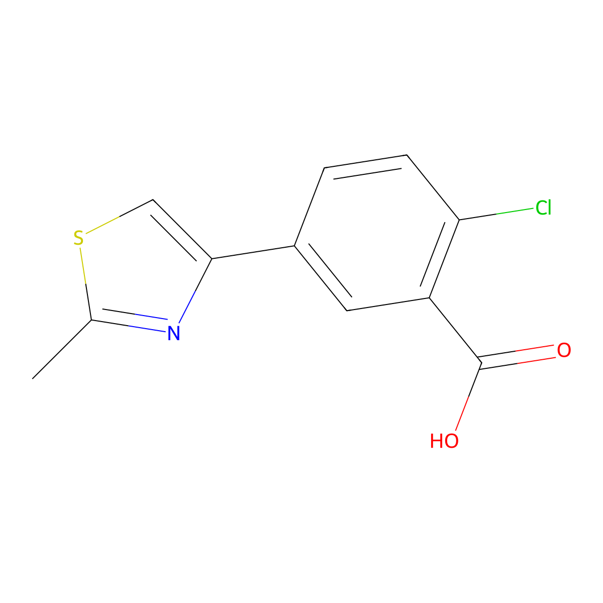 2-Chloro-5-(2-methyl-1,3-thiazol-4-yl)benzoic acid molecular structure, CAS 28077-43-2