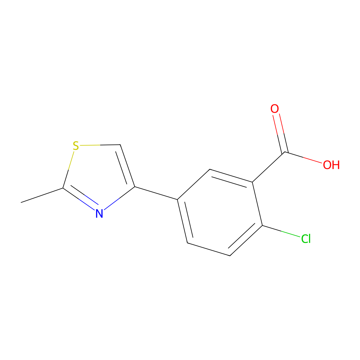2-Chloro-5-(2-methyl-1,3-thiazol-4-yl)benzoic acid molecular structure, CAS 28077-43-2