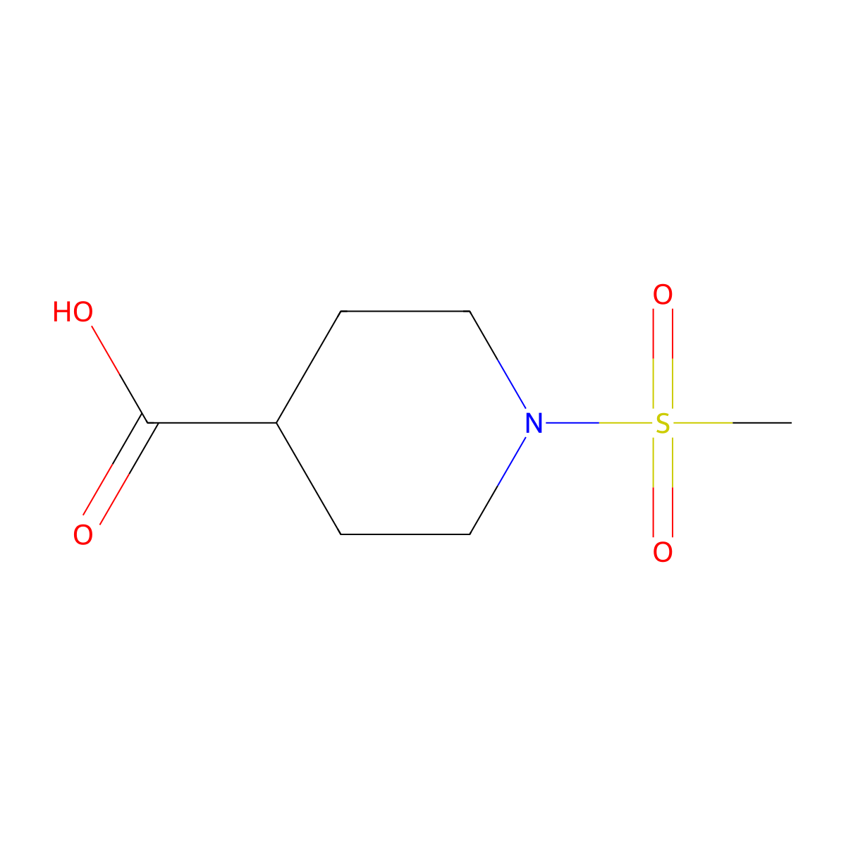 1-Methanesulfonylpiperidine-4-carboxylic acid molecular structure, CAS 280772-00-1