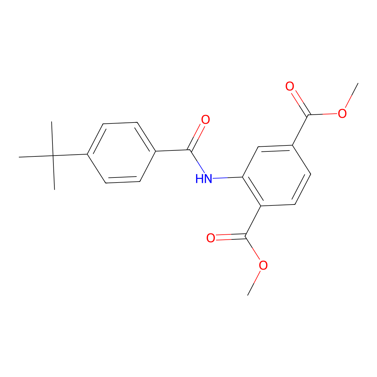 Dimethyl 2-[(4-tert-butylbenzoyl)amino]terephthalate molecular structure, CAS 280774-06-3