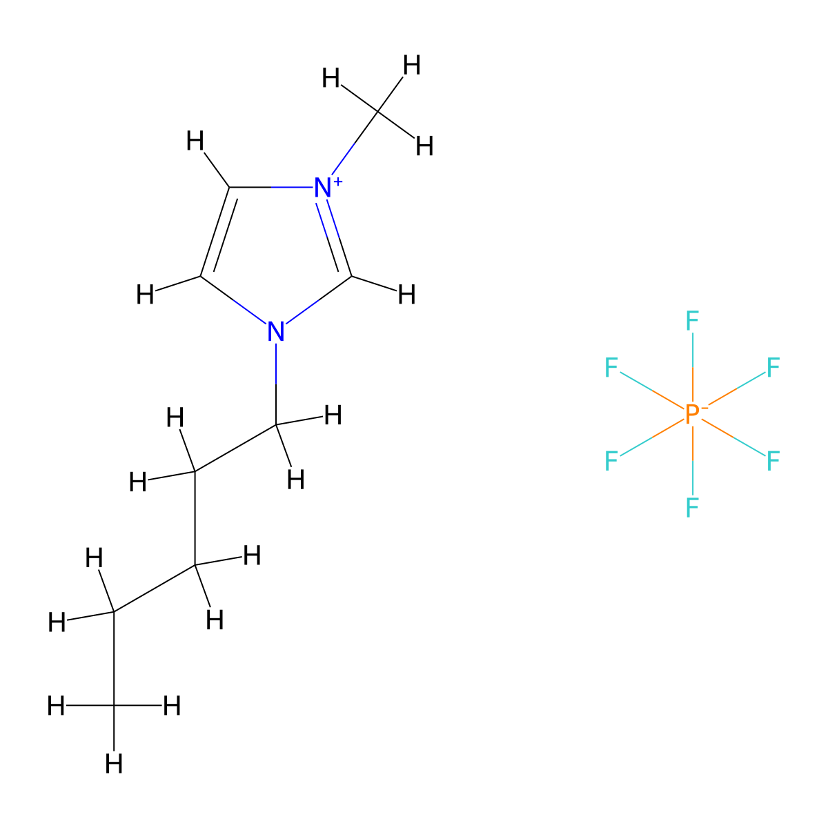 1-Methyl-3-pentylimidazolium hexafluorophosphat molecular structure, CAS 280779-52-4