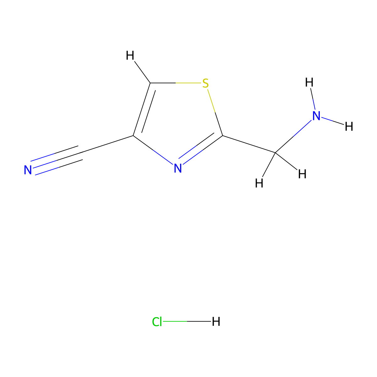 2-(Aminomethyl)-1,3-thiazole-4-carbonitrile hydrochloride molecular structure, CAS 280781-74-0