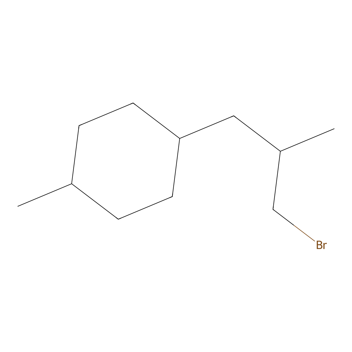 1-(3-Bromo-2-methylpropyl)-4-methylcyclohexane molecular structure, CAS 2808-52-8