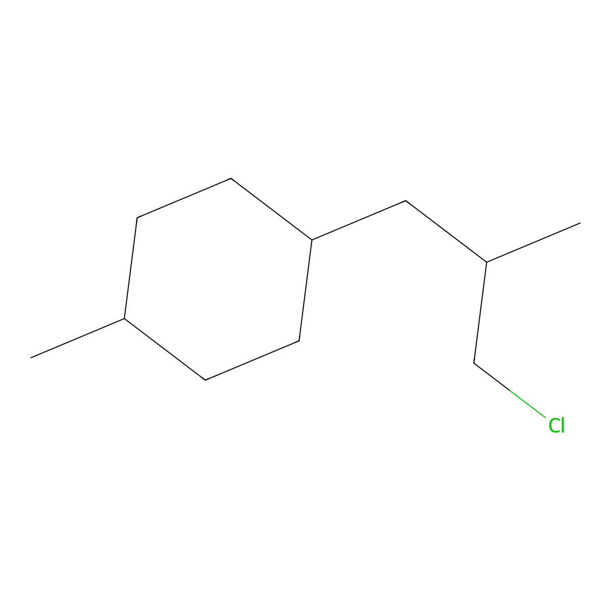 1-(3-Chloro-2-methylpropyl)-4-methylcyclohexane molecular structure, CAS 2808-57-3