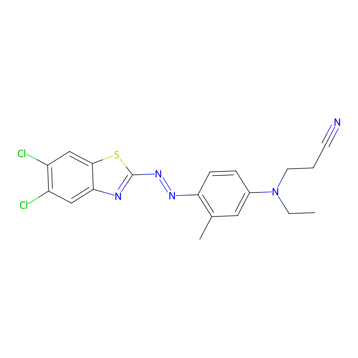 3-((4-((5,6-Dichloro-2-benzothiazolyl)azo)-3-methylphenyl)ethylamino)propiononitrile molecular structure, CAS 28080-90-2