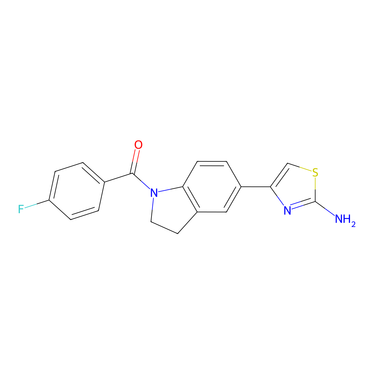 (5-(2-Aminothiazol-4-yl)indolin-1-yl)(4-fluorophenyl)methanone molecular structure, CAS 2808215-50-9