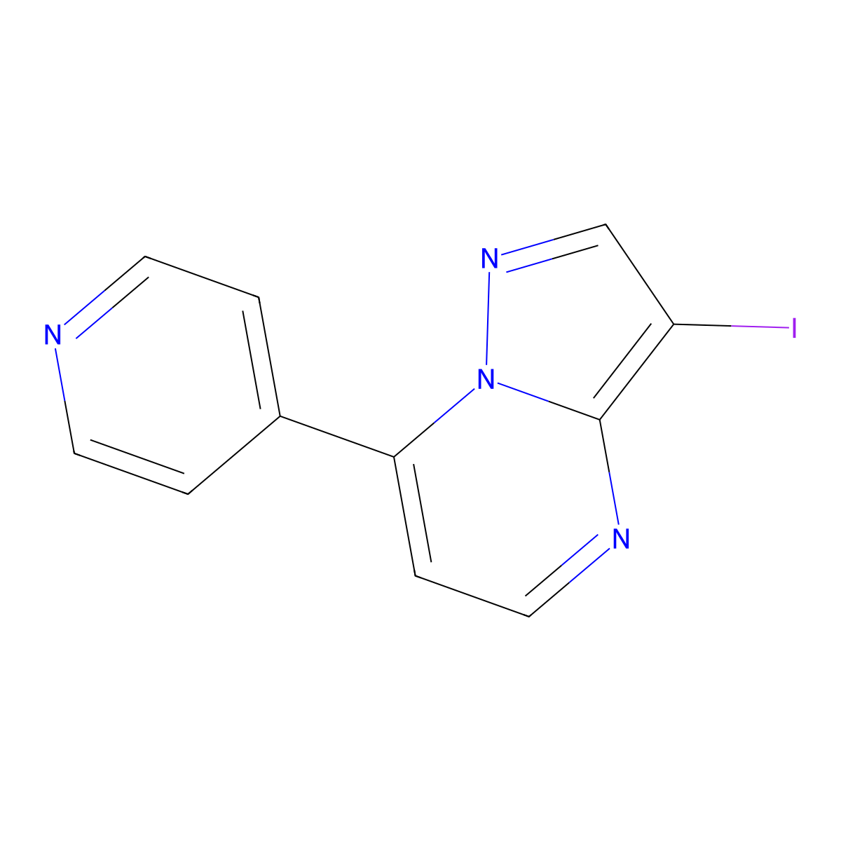 3-Iodo-7-(pyridin-4-yl)pyrazolo[1,5-a]pyrimidine molecular structure, CAS 2808215-70-3