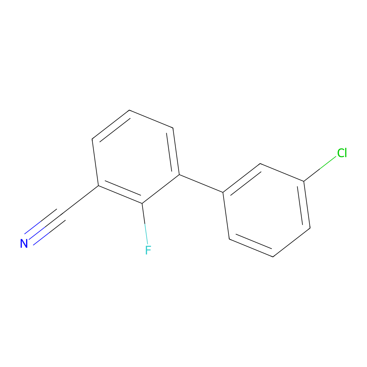 3'-Chloro-2-fluoro-[1,1'-biphenyl]-3-carbonitrile molecular structure, CAS 2808241-33-8