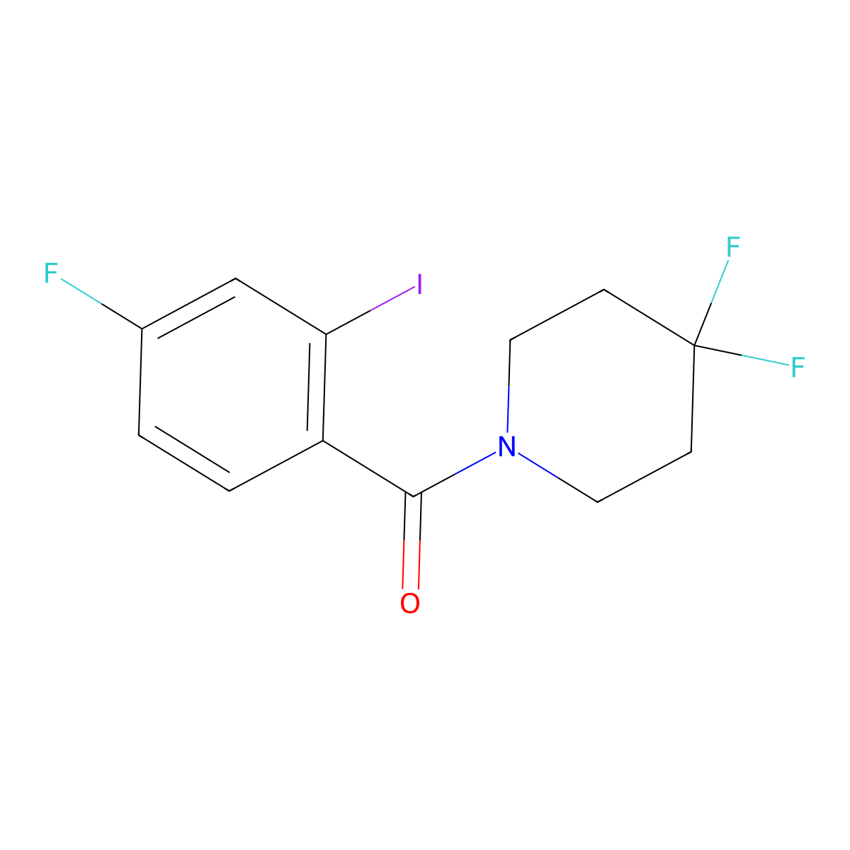 (4,4-Difluoropiperidin-1-yl)(4-fluoro-2-iodophenyl)methanone molecular structure, CAS 2808385-67-1