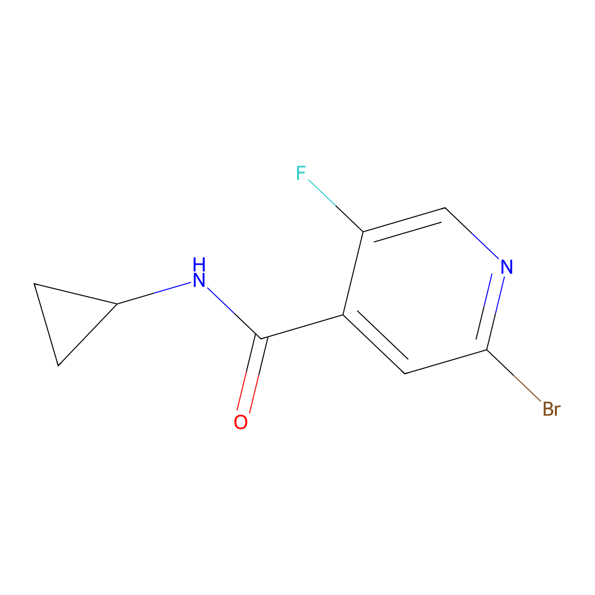 2-Bromo-N-cyclopropyl-5-fluoroisonicotinamide molecular structure, CAS 2808389-08-2