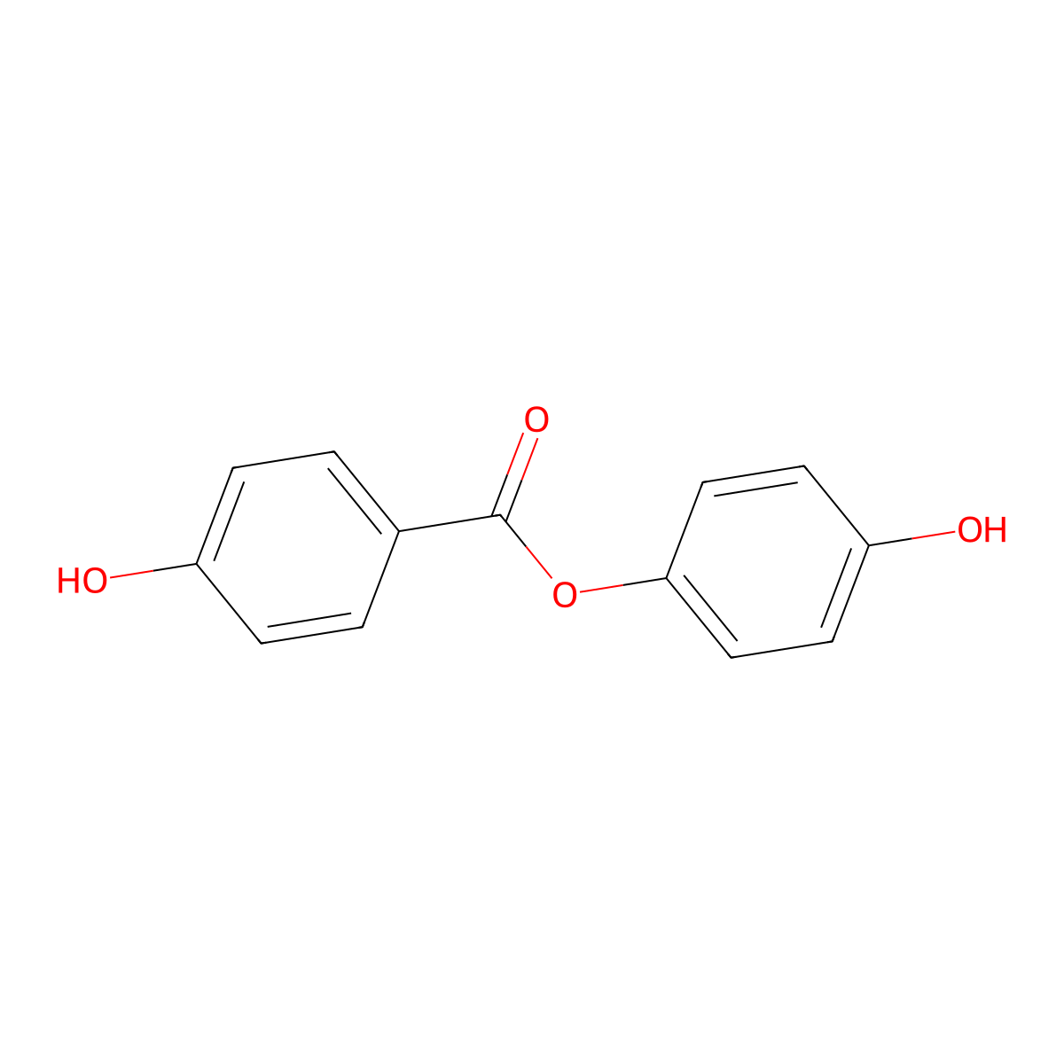 4-Hydroxyphenyl 4-hydroxybenzoate molecular structure, CAS 28084-48-2