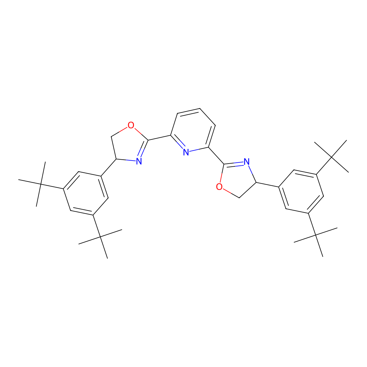 2,6-Bis((R)-4-(3,5-di-tert-butylphenyl)-4,5-dihydrooxazol-2-yl)pyridine molecular structure, CAS 2808460-99-1