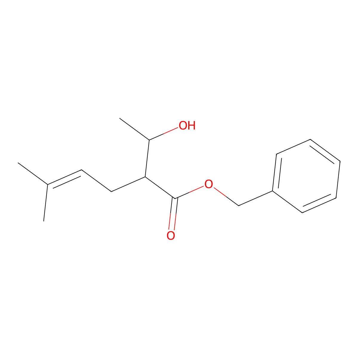 Benzyl 2-(1-hydroxyethyl)-5-methylhex-4-enoate molecular structure, CAS 2808652-12-0